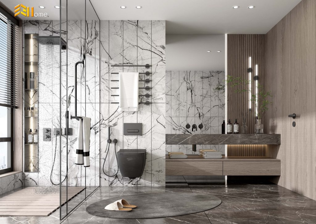 Tủ chậu lavabo nhựa giả vân gỗ chống nước tại Hóc Môn