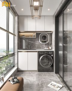 Tủ máy giặt đa năng tone trắng thanh lịch được ưa chuộng