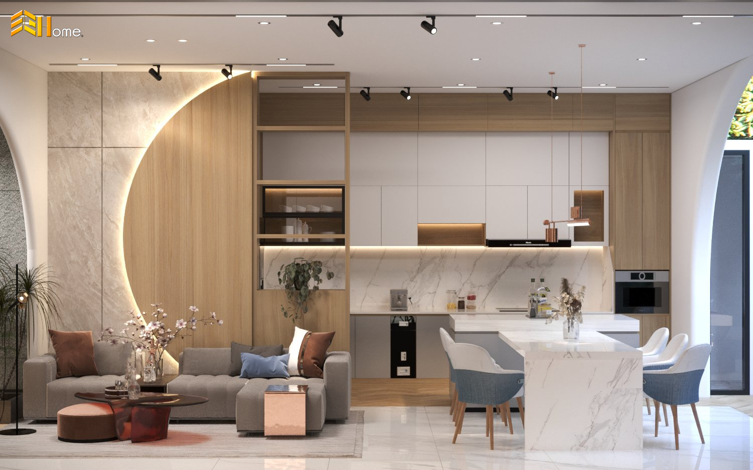 Tủ bếp với thiết kế hiện đại nhà chị Nguyệt