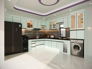 Tủ Bếp Nhựa PVC Chữ L Cánh Kính Hiện Đại – Công Trình Nhà Anh Loan (Bến Cát, Bình Dương)
