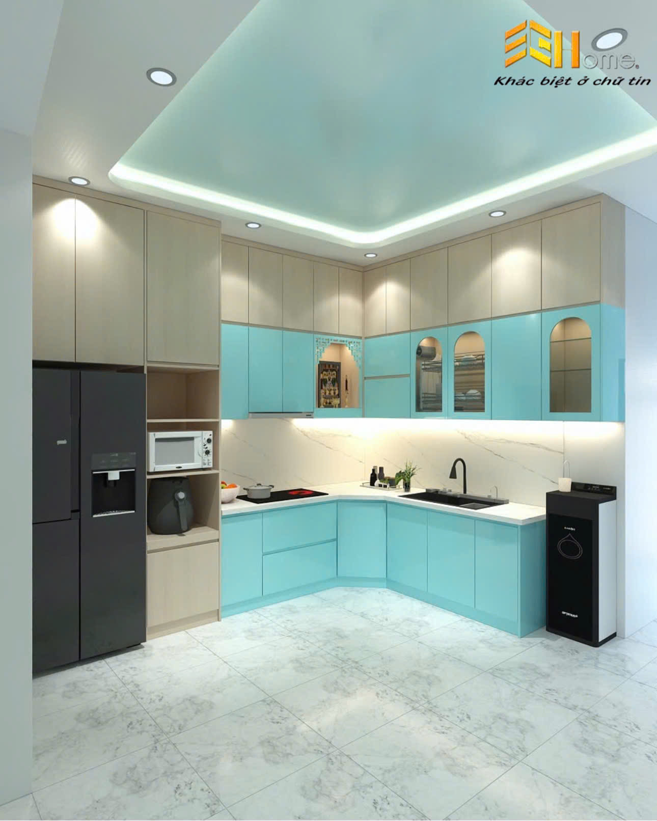 Thi Công Nội Thất Tủ Gỗ Công Nghiệp MDF Nhà Anh Sang Bình Tân – Trọn Gói, Đồng Bộ Từ Bếp Đến Phòng Khách