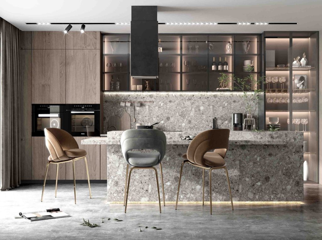 Khám phá bộ tủ bếp chữ I giả vân đá cho nhà anh Linh