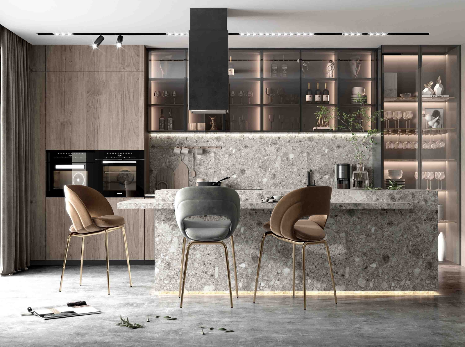 Khám phá bộ tủ bếp chữ I giả vân đá cho nhà anh Linh