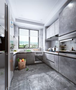 Tủ bếp nhựa giả vân đá đẹp mắt, mới lạ nhà anh Dũng