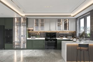 Khám phá tủ bếp chữ L sơn men bóng nhà chị Nhật Anh