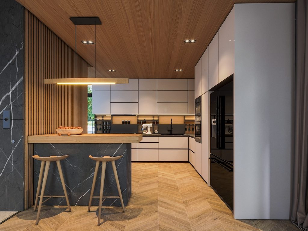 Hệ tủ bếp màu trắng nhà chị Mỹ – Bình Thạnh