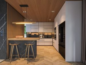 Hệ tủ bếp màu trắng nhà chị Mỹ – Bình Thạnh