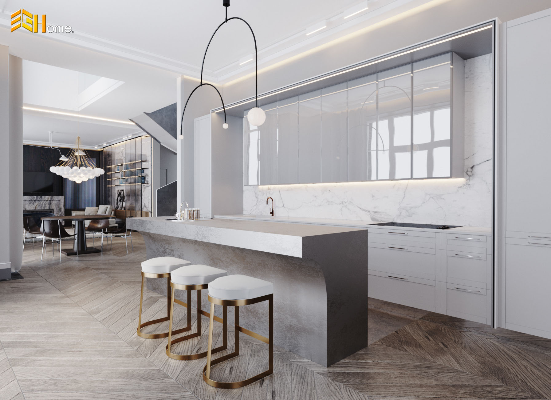 Nổi bật với thiết kế tủ bếp và bản đảo bếp độc đáo nhà anh Dũng – Nhà Bè