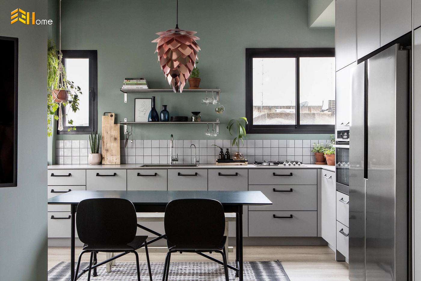 Thiết kế tủ bếp phong cách châu Âu chữ L nhà chị Ánh – Quận 6