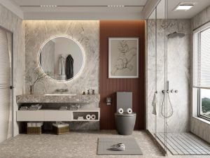 Tủ lavabo màu trắng hiện đại nhà chị Thu – Hóc Môn
