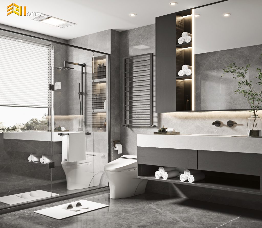 Tủ lavabo trong phòng tắm tiện lợi nhà chị Nguyệt – Hóc Môn